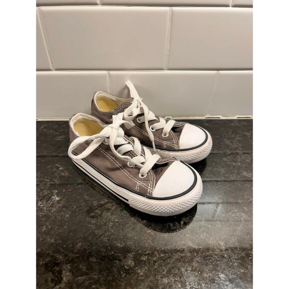 Converse Chuck Taylor All Star Kids Low-Top Sneakers Shoes Gray White Size 8 - Picture 3 of 11